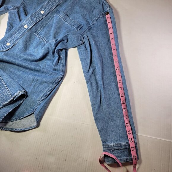 Madewell Women Casual Professional Cotton Denim Long-Sleeve Button-Up Shirt - Picture 8 of 10